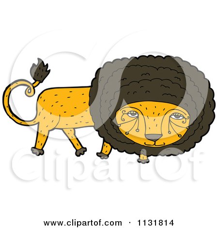 Cartoon Of A Wild Male Lion 10 - Royalty Free Vector Clipart by lineartestpilot