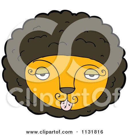 Cartoon Of A Wild Male Lion Face 2 - Royalty Free Vector Clipart by lineartestpilot