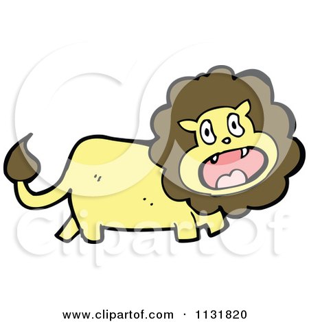 Cartoon Of A Wild Male Lion 2 - Royalty Free Vector Clipart by lineartestpilot