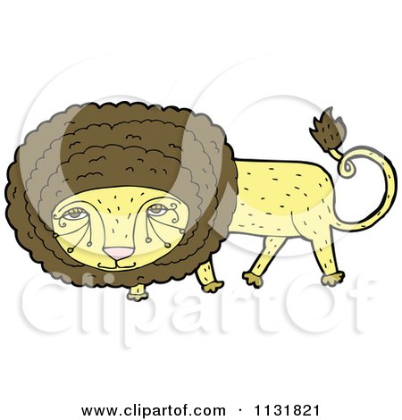 Cartoon Of A Wild Male Lion 3 - Royalty Free Vector Clipart by lineartestpilot