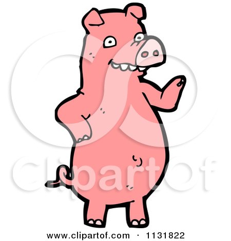 Cartoon Of A Pink Piggy 4 - Royalty Free Vector Clipart by lineartestpilot