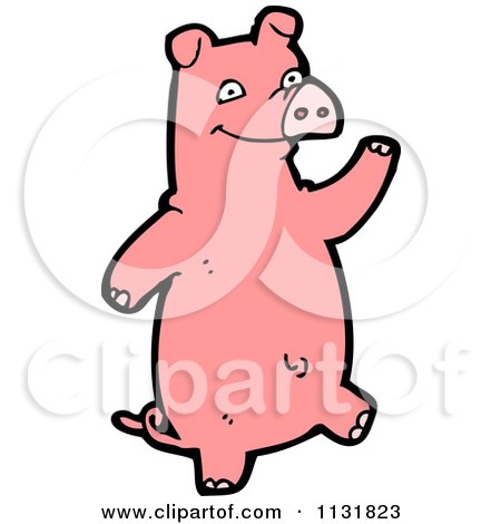 Cartoon Of A Pink Piggy 5 - Royalty Free Vector Clipart by lineartestpilot