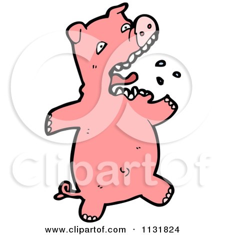 Cartoon Of A Pink Piggy 3 - Royalty Free Vector Clipart by lineartestpilot