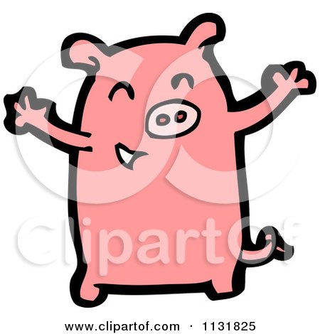 Cartoon Of A Pink Piggy 2 - Royalty Free Vector Clipart by lineartestpilot