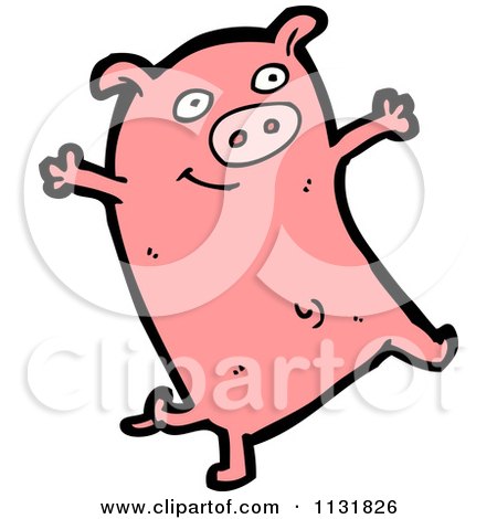 Cartoon Of A Pink Piggy 1 - Royalty Free Vector Clipart by lineartestpilot