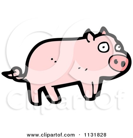 Cartoon Of A Pink Pig - Royalty Free Vector Clipart by lineartestpilot