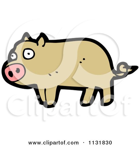 Cartoon Of A Brown Pig - Royalty Free Vector Clipart by lineartestpilot