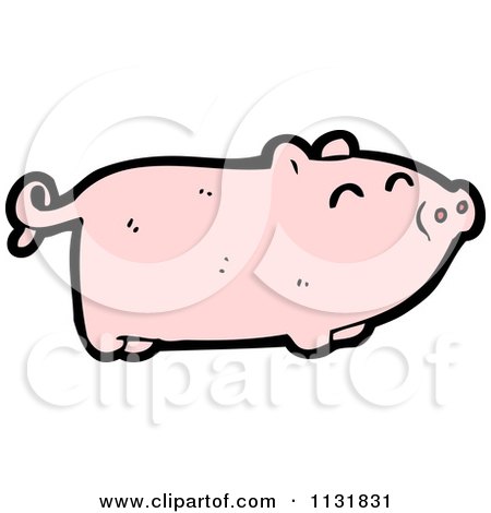 Cartoon Of A Pink Piggy - Royalty Free Vector Clipart by lineartestpilot