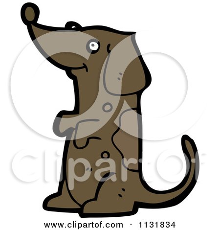 Cartoon Of A Begging Brown Pooch Dog - Royalty Free Vector Clipart by lineartestpilot