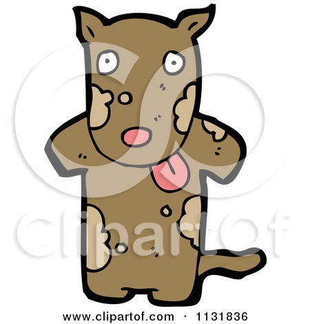 Cartoon Of A Brown Pooch Dog - Royalty Free Vector Clipart by lineartestpilot