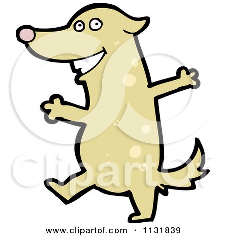 Cartoon Of A Happy Dog Walking Upright 1 - Royalty Free Vector Clipart by lineartestpilot