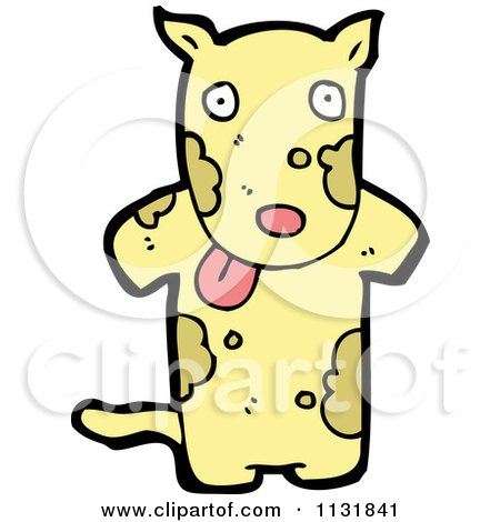 Cartoon Of A Dirty Yellow Dog - Royalty Free Vector Clipart by lineartestpilot