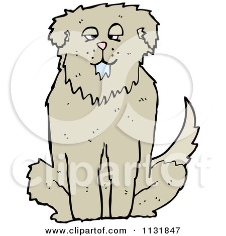 Cartoon Of A Brown Dog 15 - Royalty Free Vector Clipart by lineartestpilot