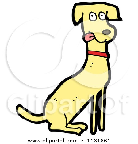 Cartoon Of A Yellow Dog 1 - Royalty Free Vector Clipart by lineartestpilot