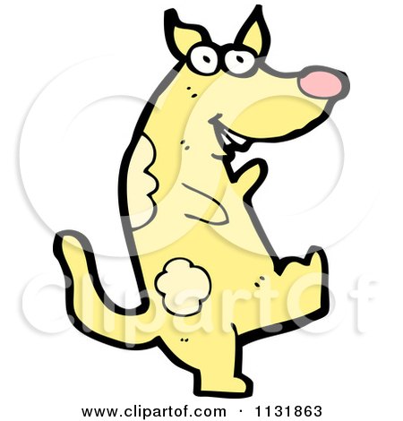 Cartoon Of A Yellow Dog 3 - Royalty Free Vector Clipart by lineartestpilot