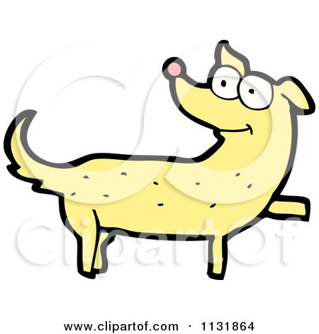 Cartoon Of A Yellow Dog 4 - Royalty Free Vector Clipart by lineartestpilot