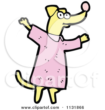 Cartoon Of A Yellow Dog In Clothes - Royalty Free Vector Clipart by lineartestpilot