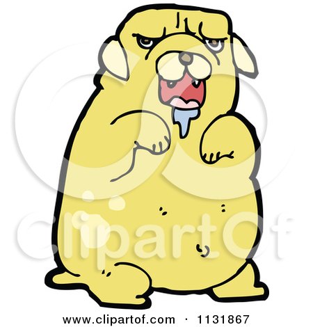 Cartoon Of A Yellow Dog 5 - Royalty Free Vector Clipart by lineartestpilot