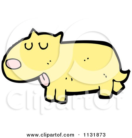 Cartoon Of A Yellow Dog - Royalty Free Vector Clipart by lineartestpilot