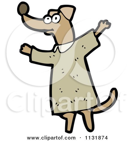 Cartoon Of A Brown Dog 3 - Royalty Free Vector Clipart by lineartestpilot