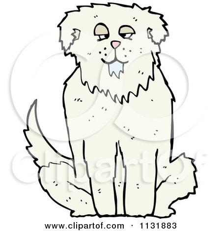 Cartoon Of A Sitting Dog 7 - Royalty Free Vector Clipart by lineartestpilot