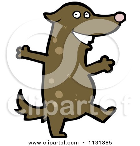 Cartoon Of A Happy Dog Walking Upright 2 - Royalty Free Vector Clipart by lineartestpilot