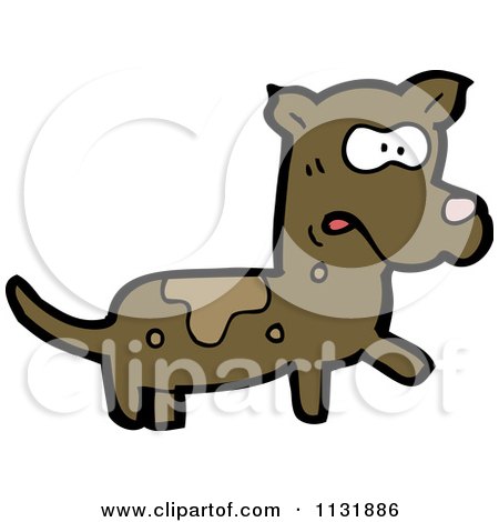 Cartoon Of A Brown Dog 3 - Royalty Free Vector Clipart by lineartestpilot