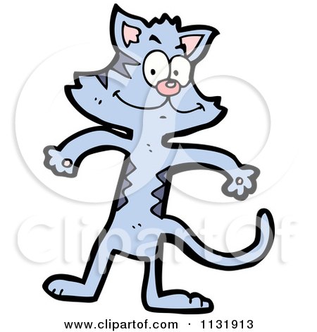 Cartoon Of A Blue Kitty - Royalty Free Vector Clipart by lineartestpilot