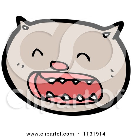 Cartoon Of A Cat Face - Royalty Free Vector Clipart by lineartestpilot