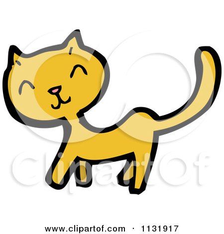 Cartoon Of A Ginger Kitty Cat - Royalty Free Vector Clipart by lineartestpilot