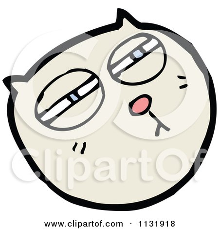 Cartoon Of A Kitty Cat Face 4 - Royalty Free Vector Clipart by lineartestpilot