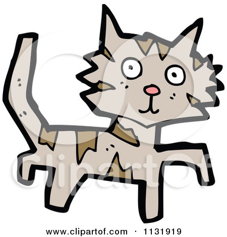 Cartoon Of A Tabby Kitty Cat 1 - Royalty Free Vector Clipart by lineartestpilot