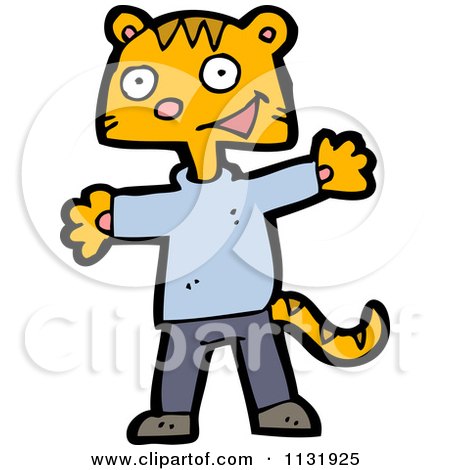 Cartoon Of A Ginger Cat Wearing Clothes - Royalty Free Vector Clipart by lineartestpilot