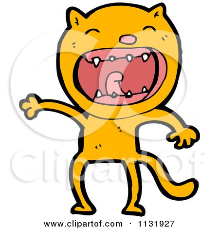 Cartoon Of A Ginger Kitty Cat - Royalty Free Vector Clipart by lineartestpilot