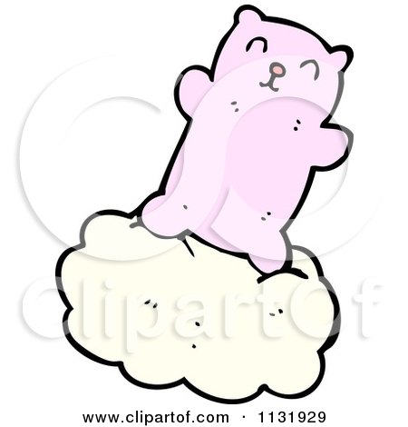 Cartoon Of A Cat On A Cloud - Royalty Free Vector Clipart by lineartestpilot