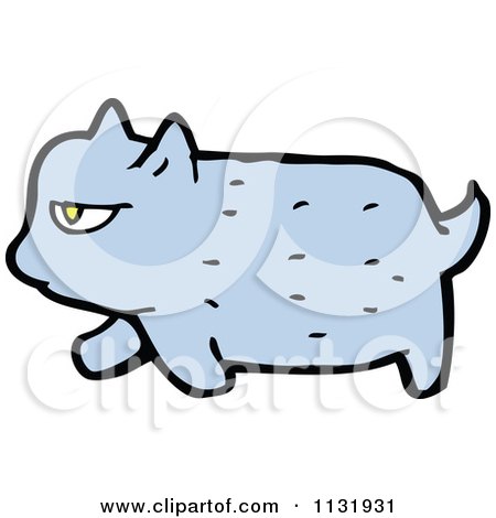 Cartoon Of A Blue Kitty Cat 2 - Royalty Free Vector Clipart by lineartestpilot