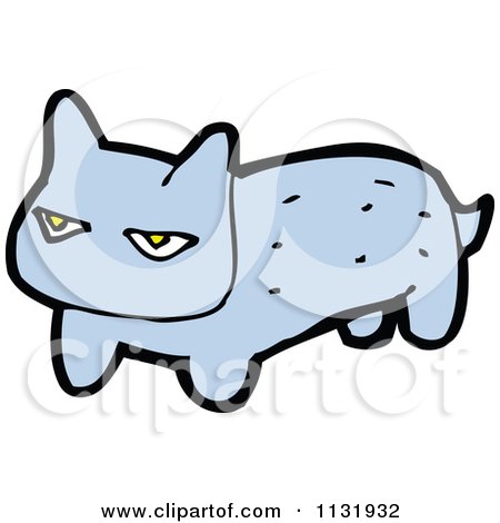 Cartoon Of A Blue Kitty Cat 3 - Royalty Free Vector Clipart by lineartestpilot