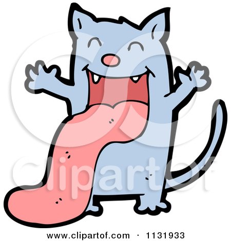 Cartoon Of A Blue Kitty Cat 1 - Royalty Free Vector Clipart by lineartestpilot