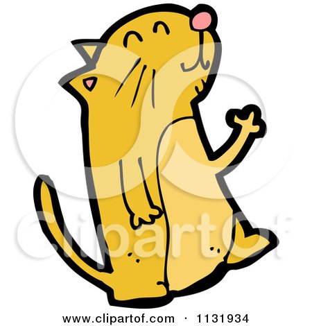 Cartoon Of A Ginger Cat Walking - Royalty Free Vector Clipart by lineartestpilot