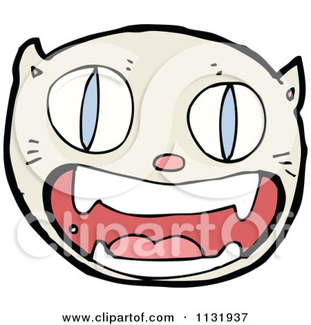 Cartoon Of A Kitty Cat Face 3 - Royalty Free Vector Clipart by lineartestpilot