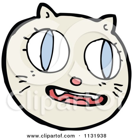 Cartoon Of A Kitty Cat Face 2 - Royalty Free Vector Clipart by lineartestpilot