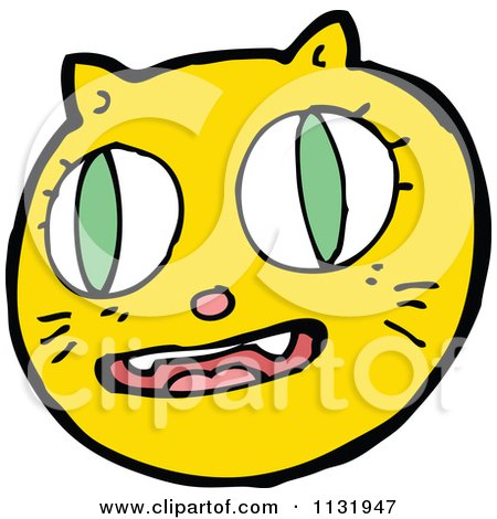 Cartoon Of A Ginger Kitty Cat Face 8 - Royalty Free Vector Clipart by lineartestpilot
