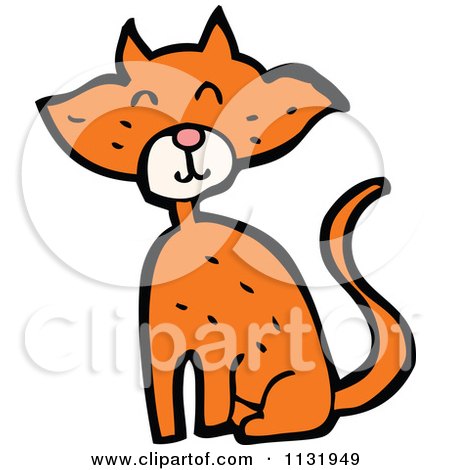 Cartoon Of A Ginger Kitty Cat 1 - Royalty Free Vector Clipart by lineartestpilot