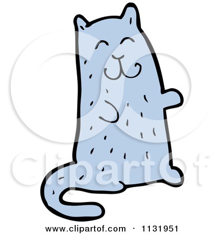 Cartoon Of A Blue Kitty - Royalty Free Vector Clipart by lineartestpilot
