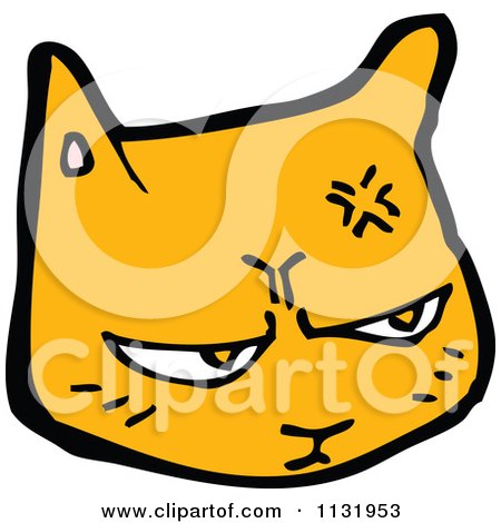 Cartoon Of A Ginger Kitty Cat Face 7 - Royalty Free Vector Clipart by lineartestpilot