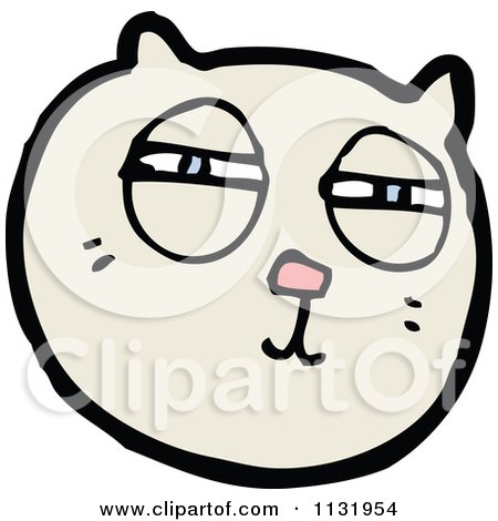 Cartoon Of A Kitty Cat Face 5 - Royalty Free Vector Clipart by lineartestpilot