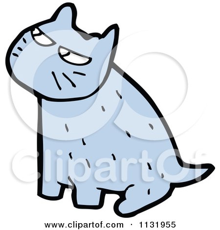 Cartoon Of A Blue Kitty Cat 4 - Royalty Free Vector Clipart by lineartestpilot