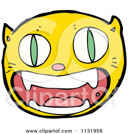 Cartoon Of A Ginger Kitty Cat Face 1 - Royalty Free Vector Clipart by lineartestpilot