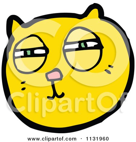Cartoon Of A Ginger Kitty Cat Face 3 - Royalty Free Vector Clipart by lineartestpilot