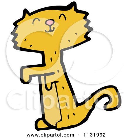 Cartoon Of A Ginger Cat Begging - Royalty Free Vector Clipart by lineartestpilot